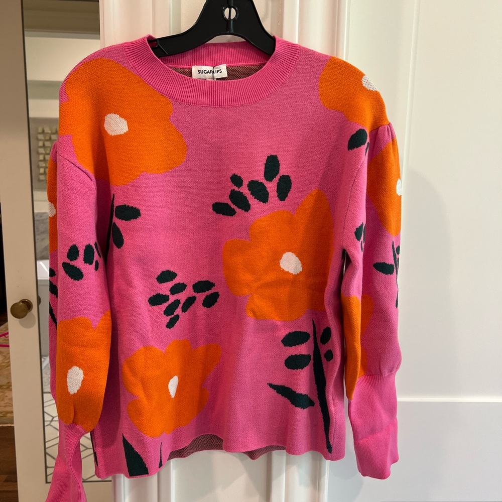 Sugarlips Pink Floral Sweater